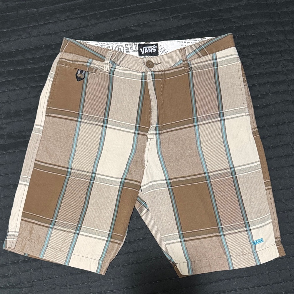 Vans Brown and Cream Plaid Shorts